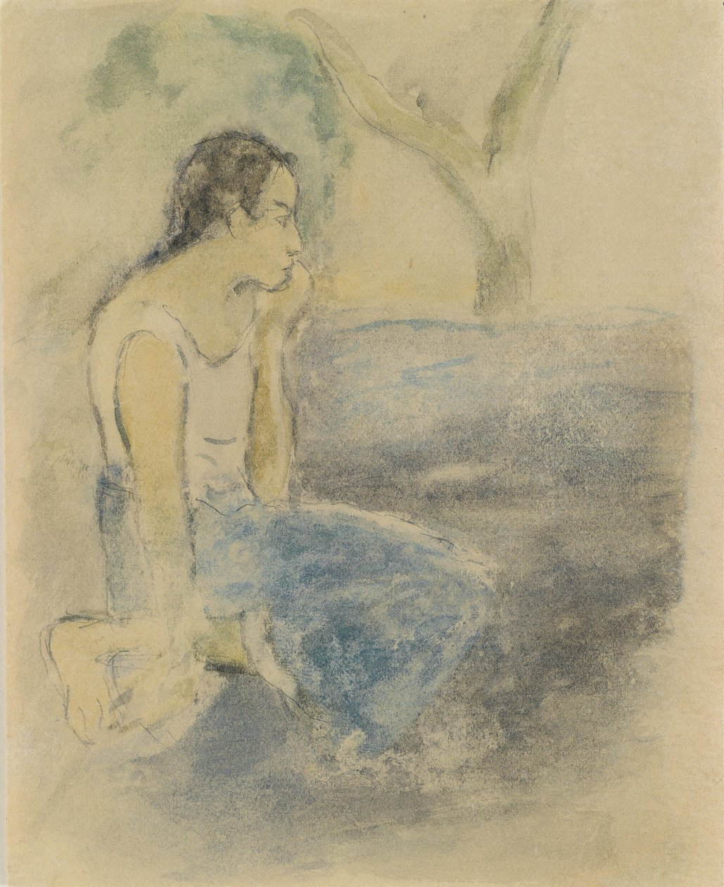 Tahitian sitter av Paul Gauguin