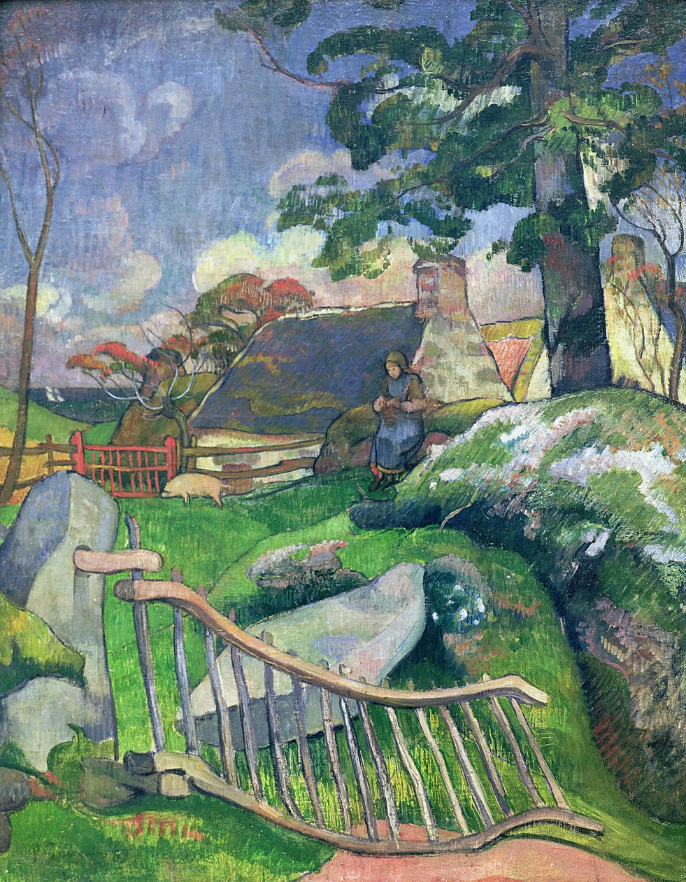 The Wooden Gate eller, The Pig Keeper, 1889 av Paul Gauguin