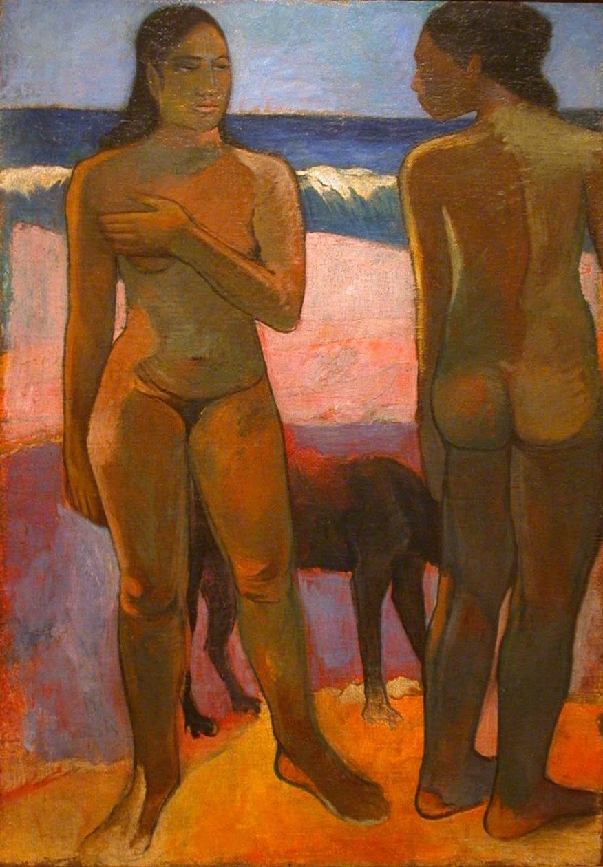 To nakenbilder på en tahitisk strand av Paul Gauguin