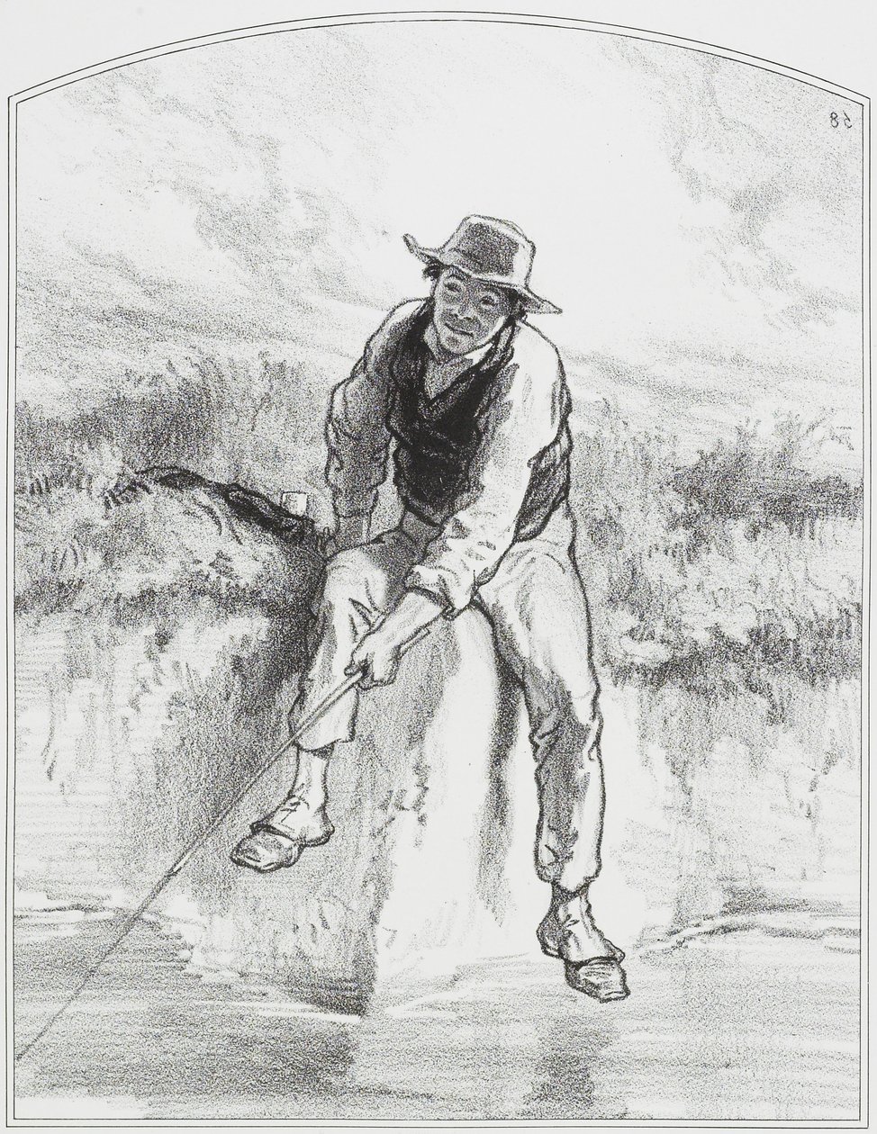 Fiske, Plate 7 fra Les Toquades, 1858 av Paul Gavarni