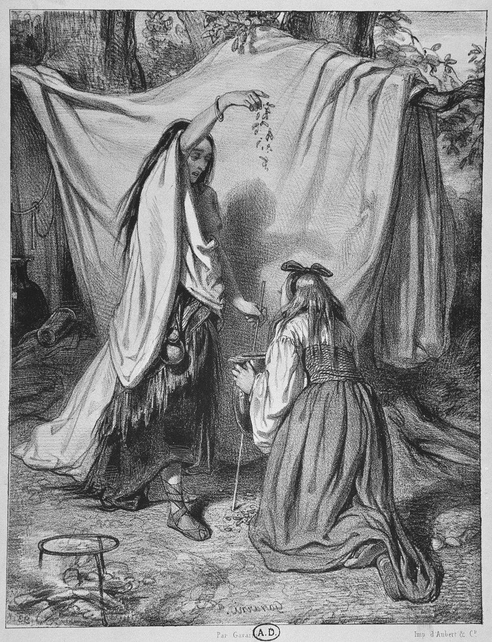 Heks som forbereder en kjærlighet Philtre, ca. 1840 av Paul Gavarni