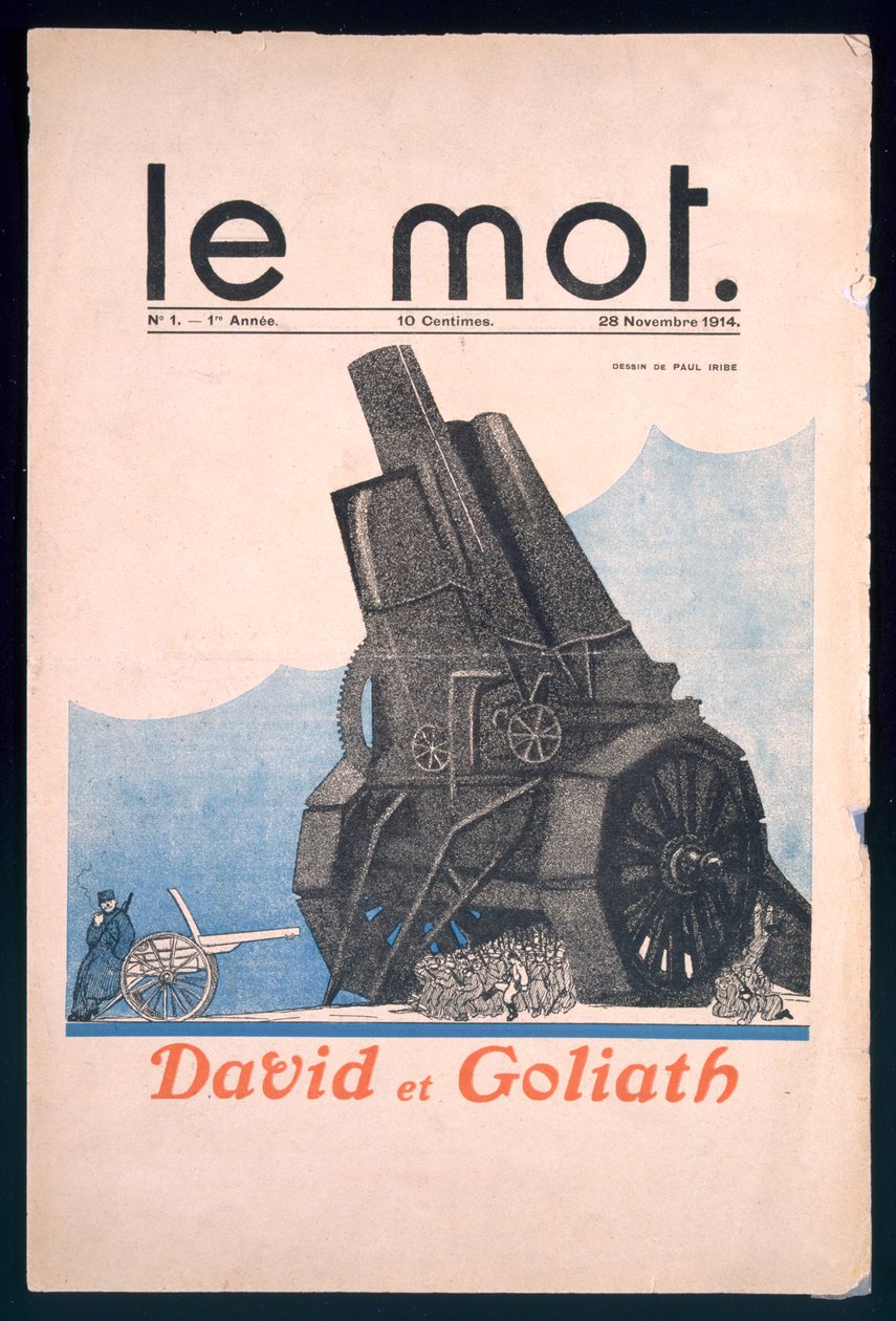 David og Goliat, forside av 'Le Mot', 28. november 1914 av Paul Iribe