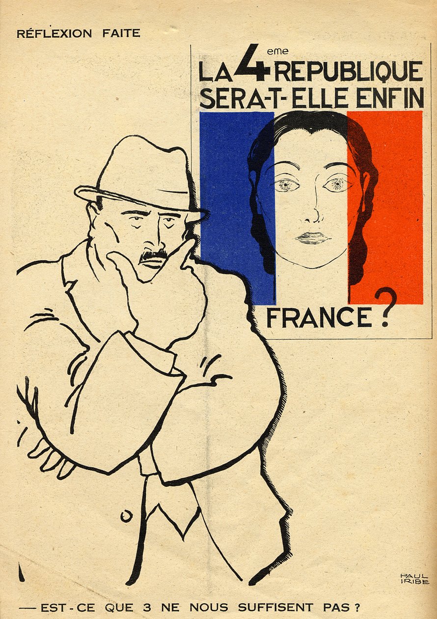 Vil den fjerde republikken fortsatt være Frankrike Er ikke 3 nok, fra 'Le Temoin', 1933-35 av Paul Iribe
