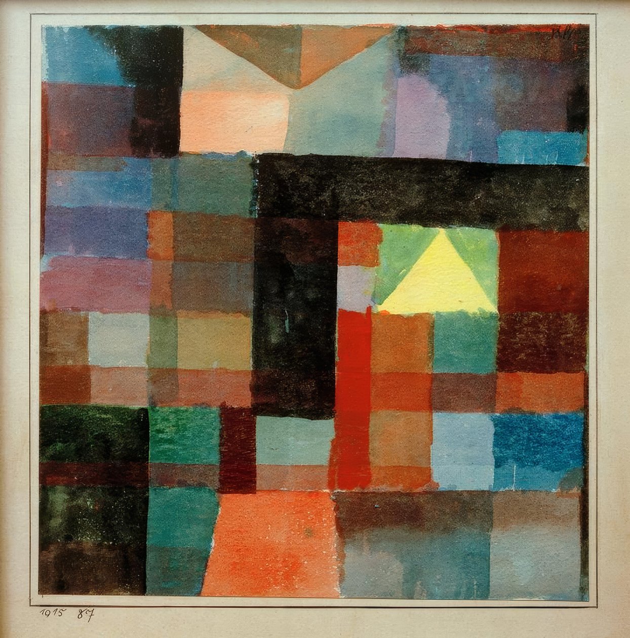 Romarkitektur med den gule pyramiden / kald-varm av Paul Klee