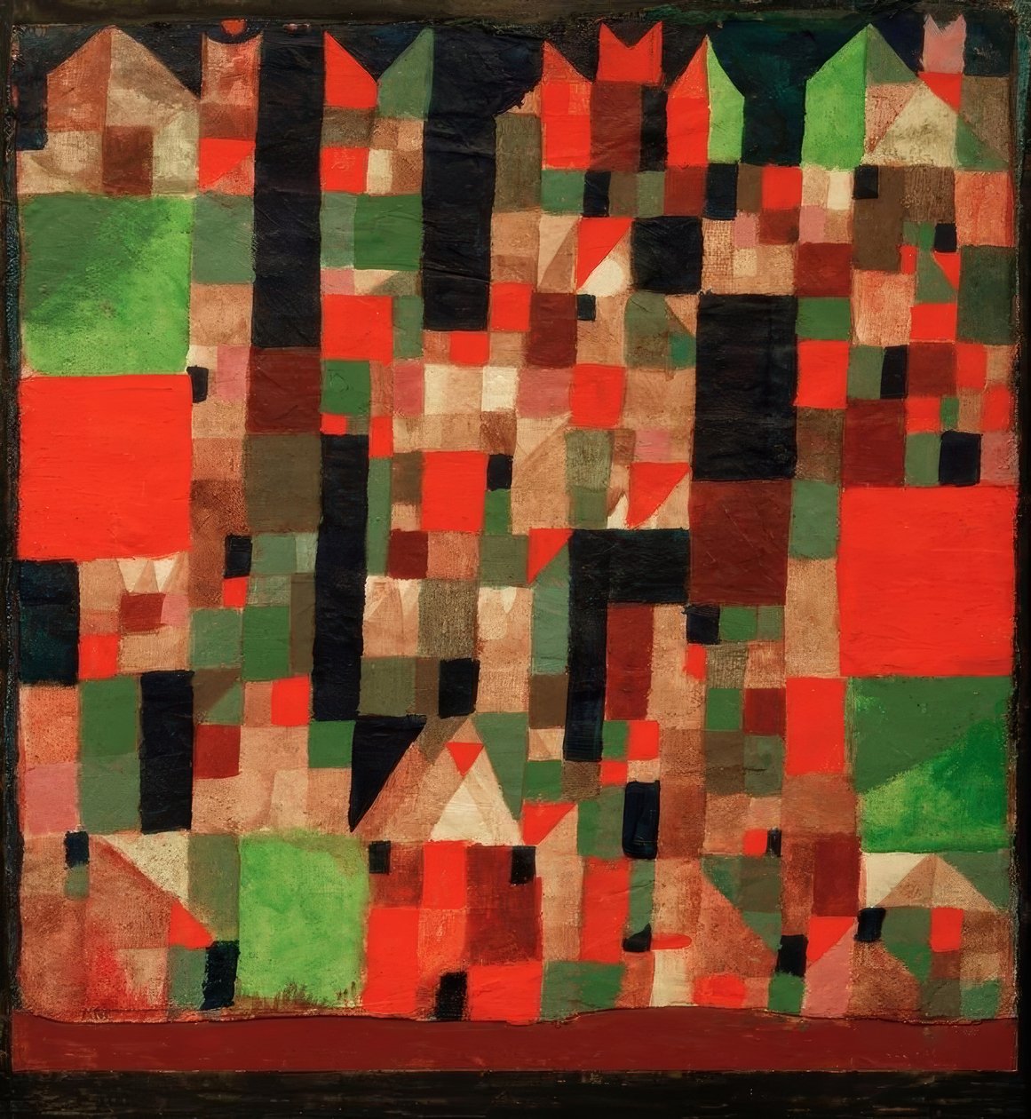 Städtebild (rotgrüne Accente) av Paul Klee