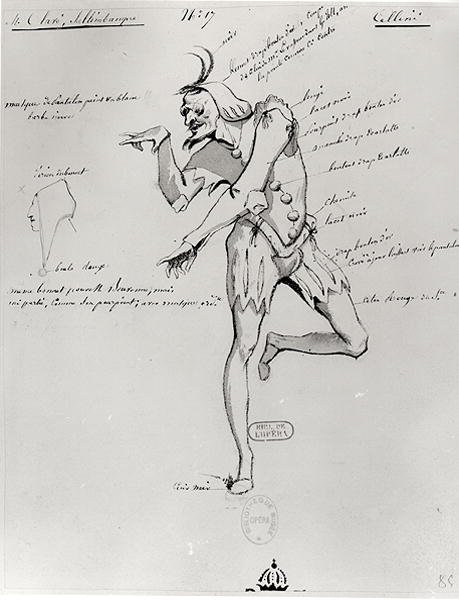 Kostymedesign for en akrobat i Benvenuto Cellini av Hector Berlioz (1803-69) 1838 av Paul Lormier