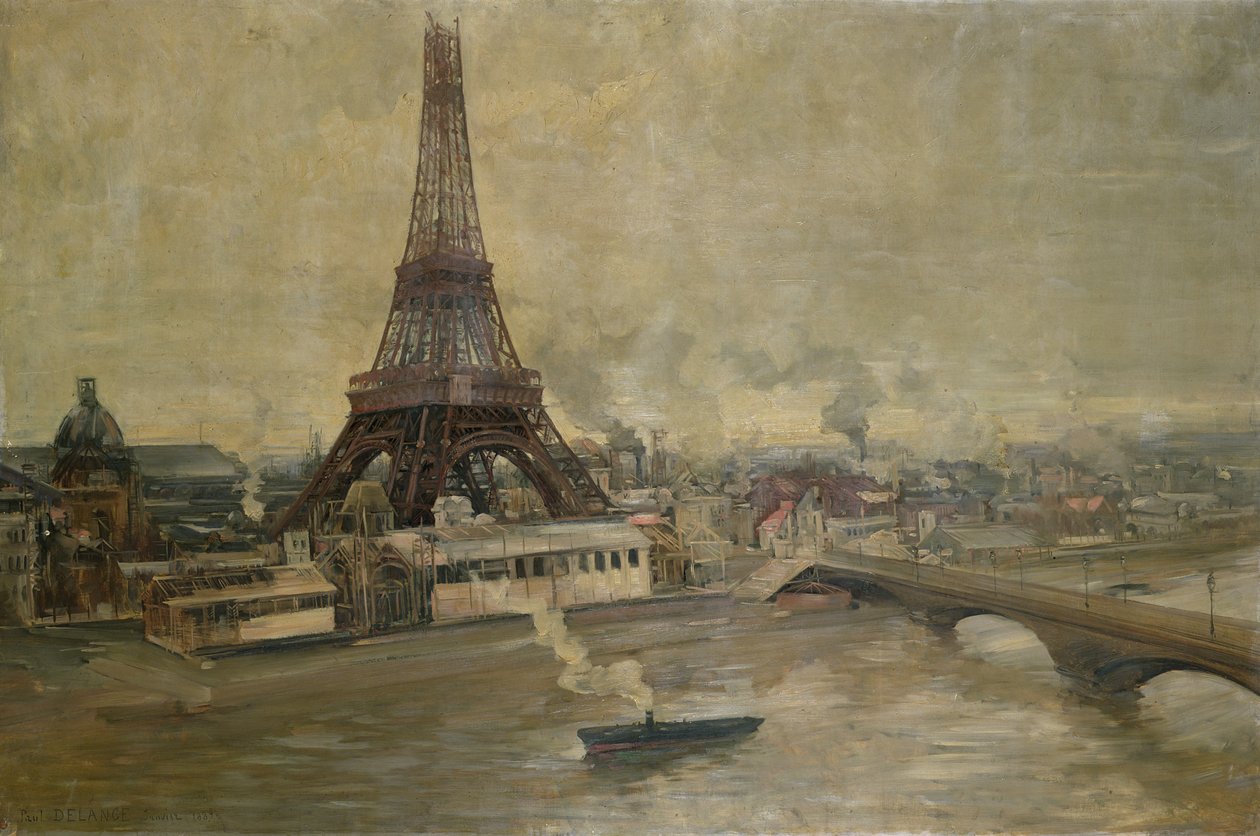 Byggingen av Eiffeltårnet, januar 1889 av Paul Louis Delance