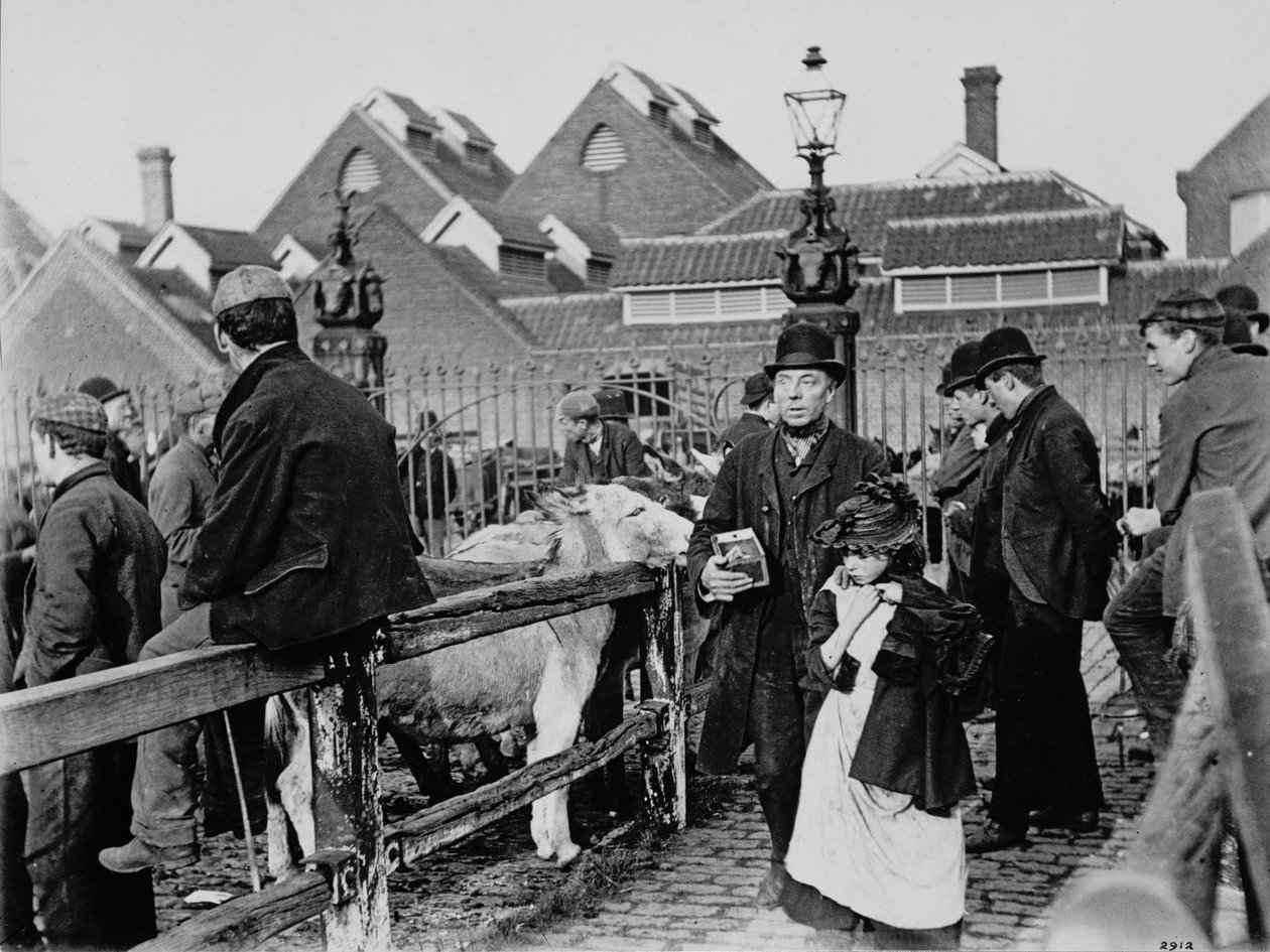 Blind mann på et marked, ca. 1890-tallet (platinatrykk) av Paul Martin