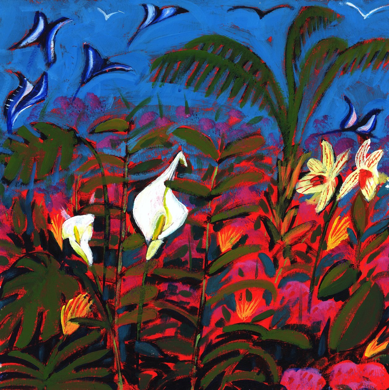 Exotic Garden, 2008 (akryl om bord) av Paul Powis
