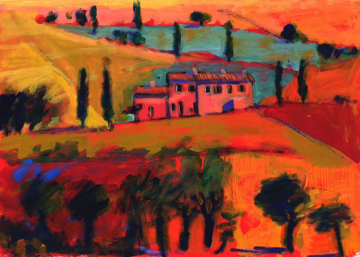 Toscana, 2008 (akryl om bord) av Paul Powis