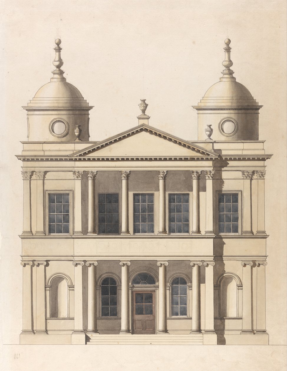 Design for en kirke. Høyde over vestfronten av Paul Sandby