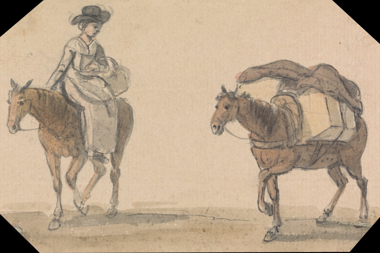 Jente med Packhorse av Paul Sandby