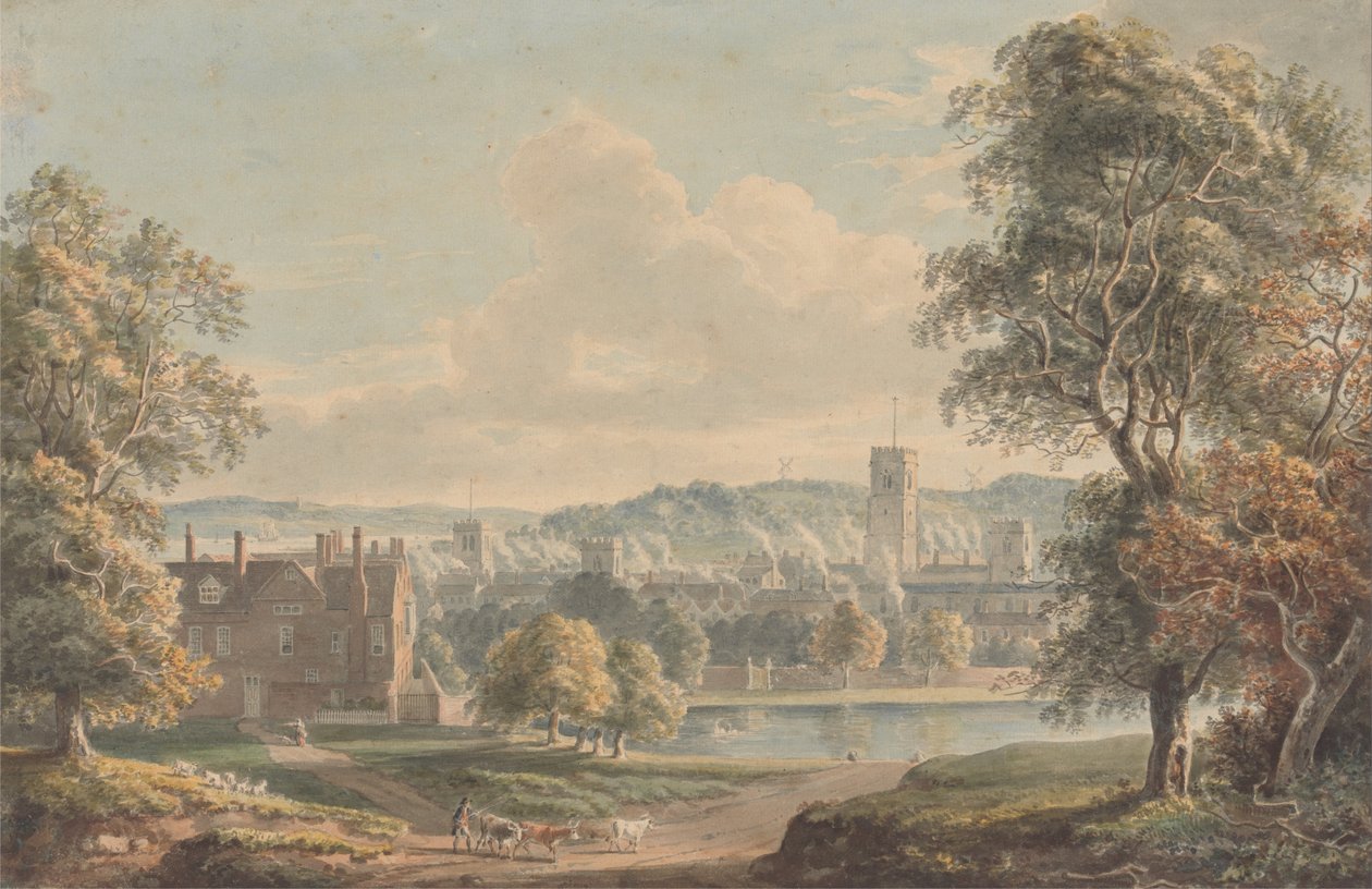 Ipswich fra Grounds of Christchurch Mansion av Paul Sandby