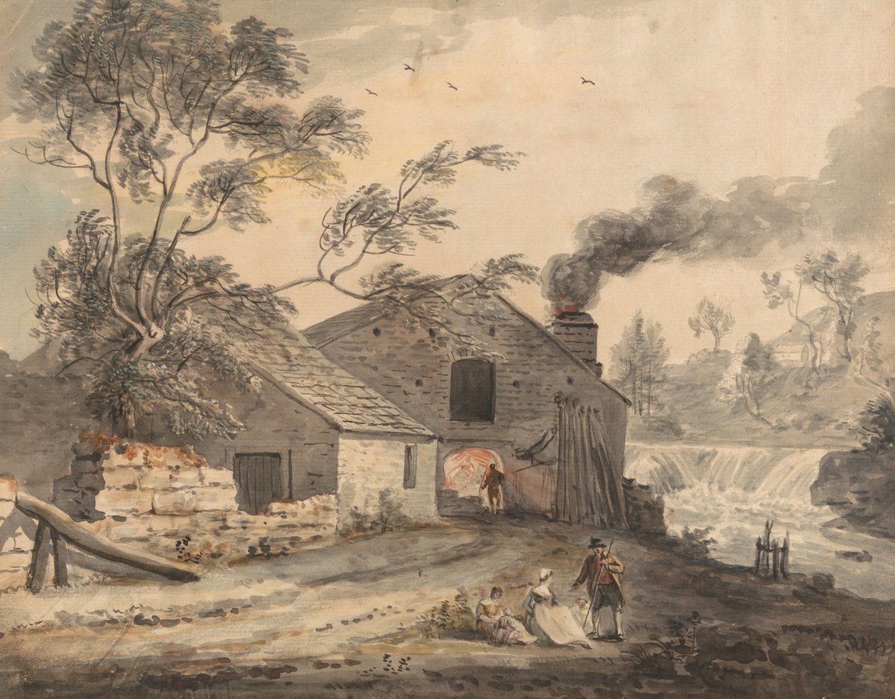 Iron Forge ved elven Kent, Westmorland av Paul Sandby