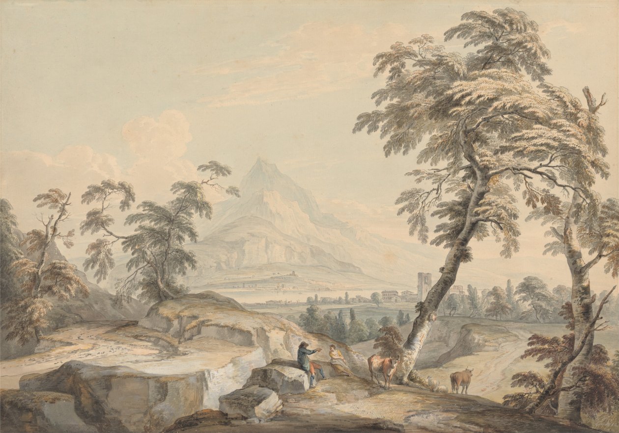 Italiensk landskap med reisende av Paul Sandby
