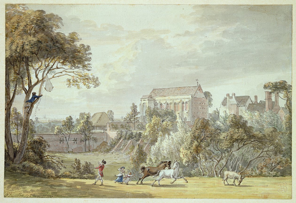 King Johns Palace, Eltham - Retrieving a Kite, 1788 (penn og blekk og wc) av Paul Sandby