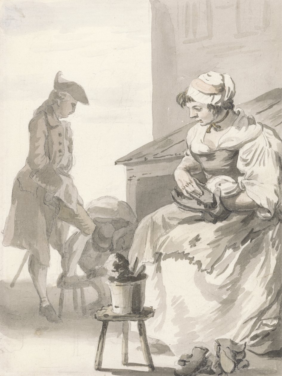 London Cries: Shoe Cleaner, ca. 1759 (penn og pensel, grått blekk, wc og grafitt på papir) av Paul Sandby