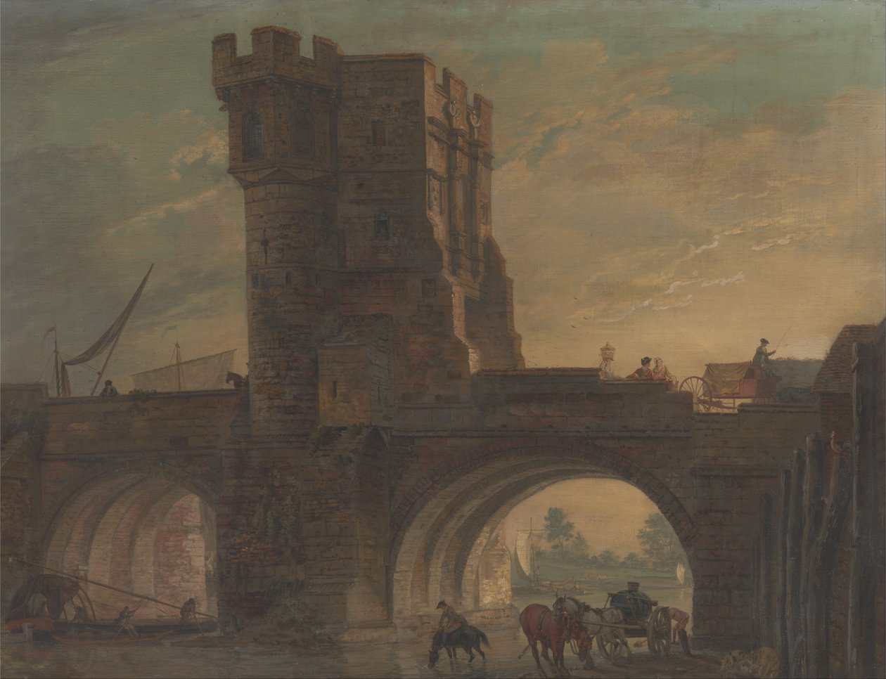 Old Bridge på Shrewsbury av Paul Sandby