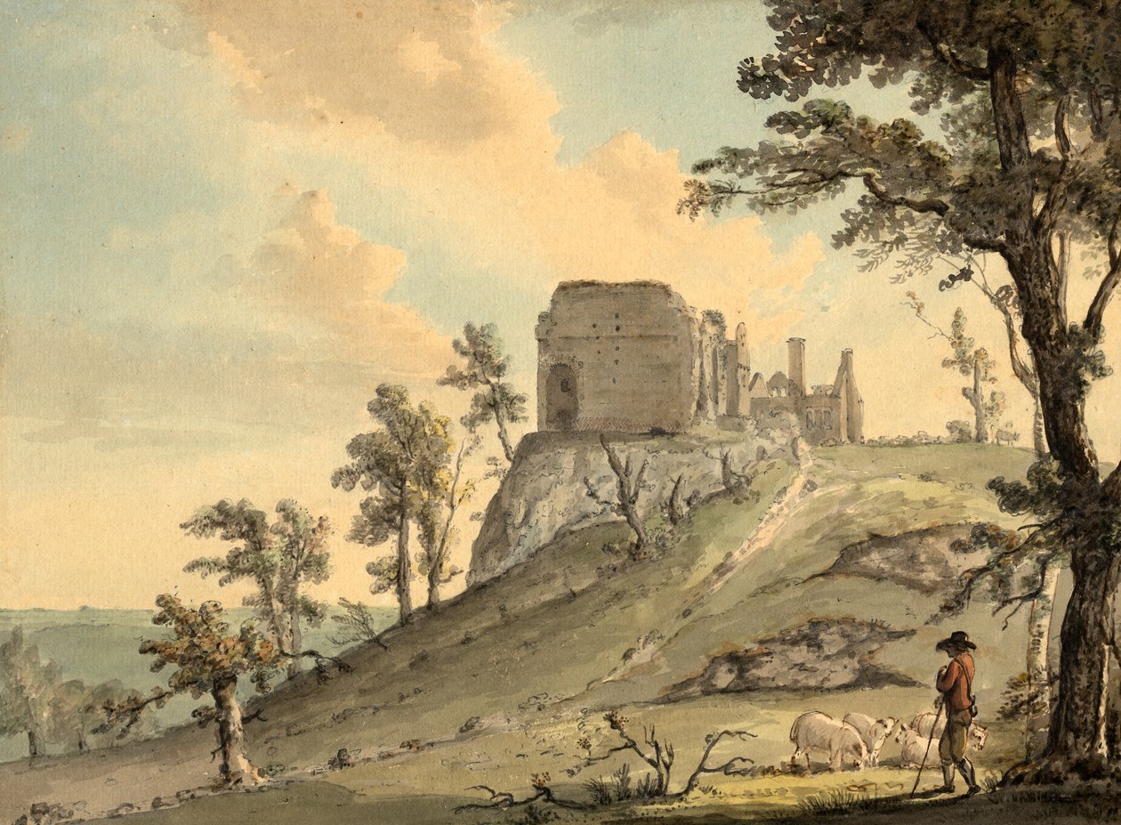 Penllyn Castle (blyant og akvarell på papir (på kort)) av Paul Sandby