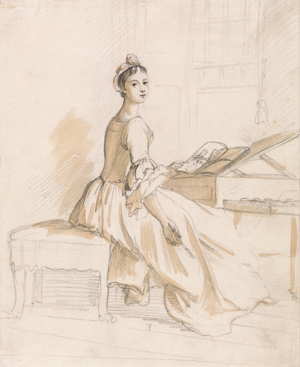 Portrett av en dame ved et tegnebord av Paul Sandby