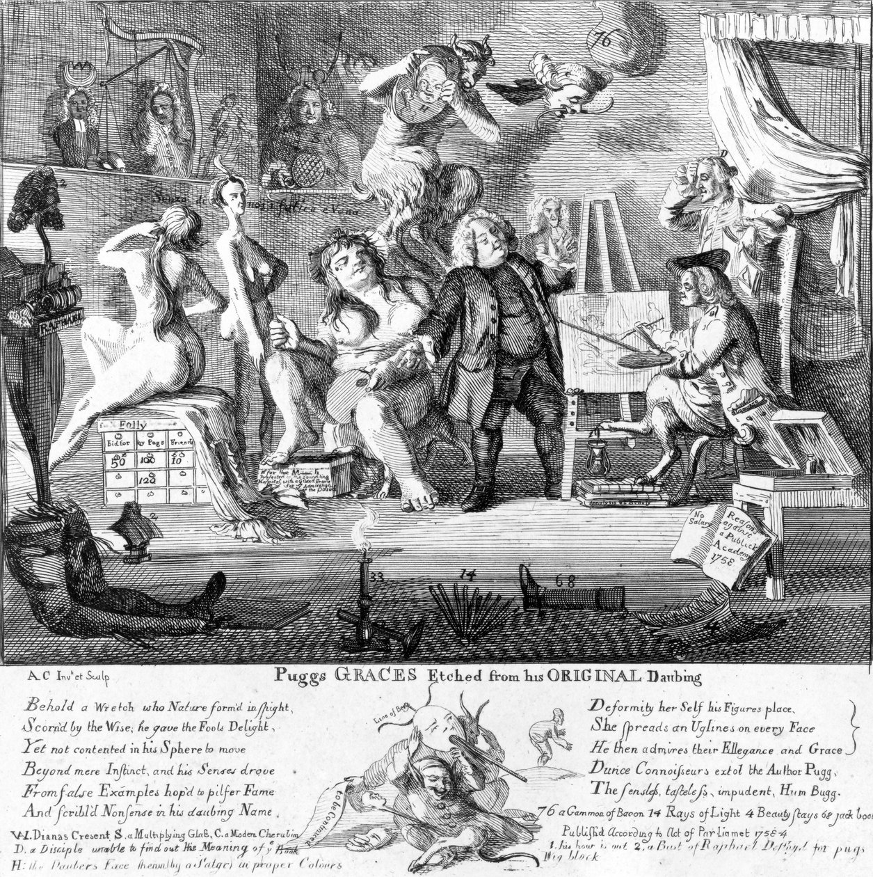 Puggs Graces etset fra sine originale tegninger, 1753 av Paul Sandby