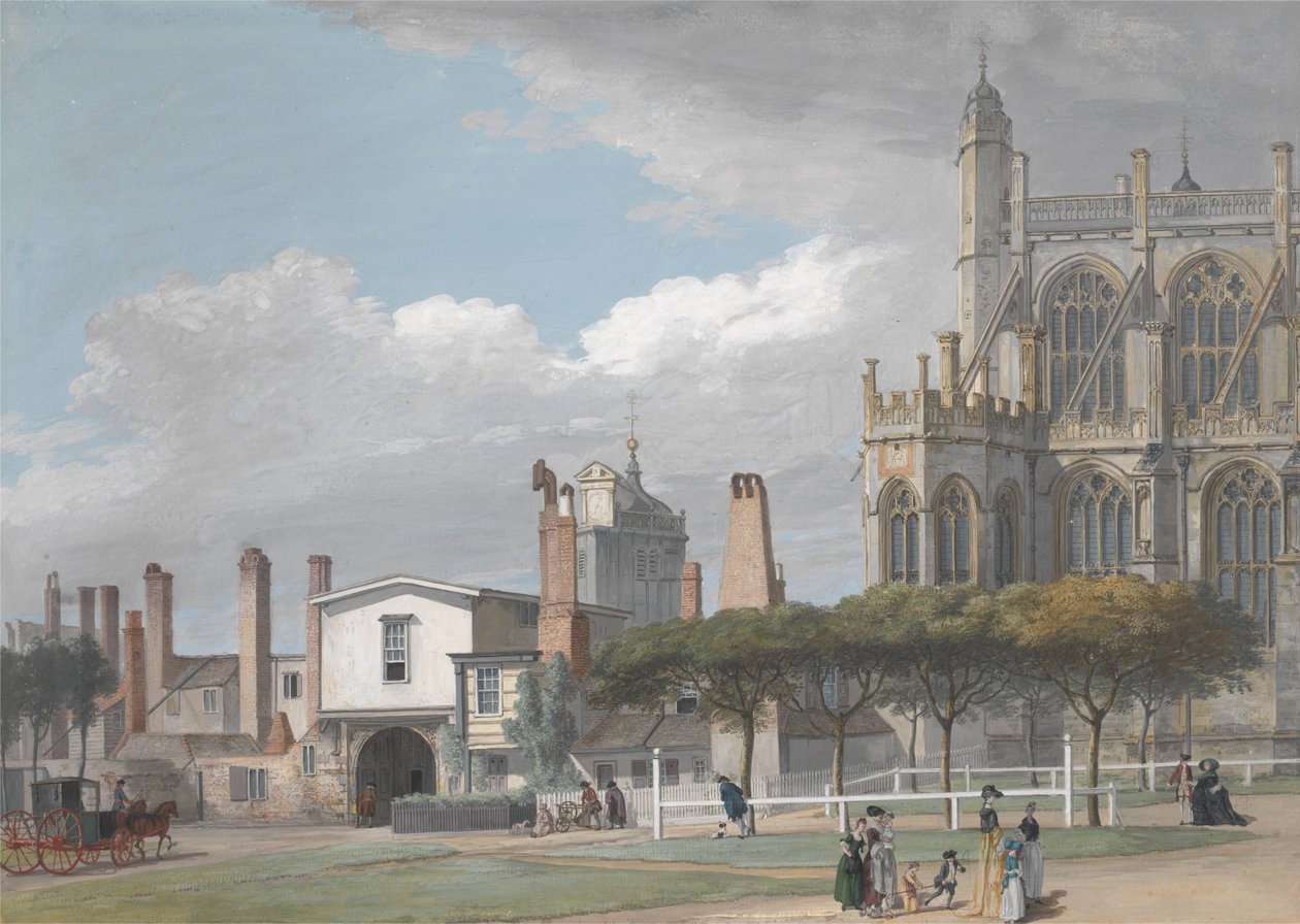 St. Georges Chapel, Windsor, og inngangen til Singing Mens Cloister av Paul Sandby