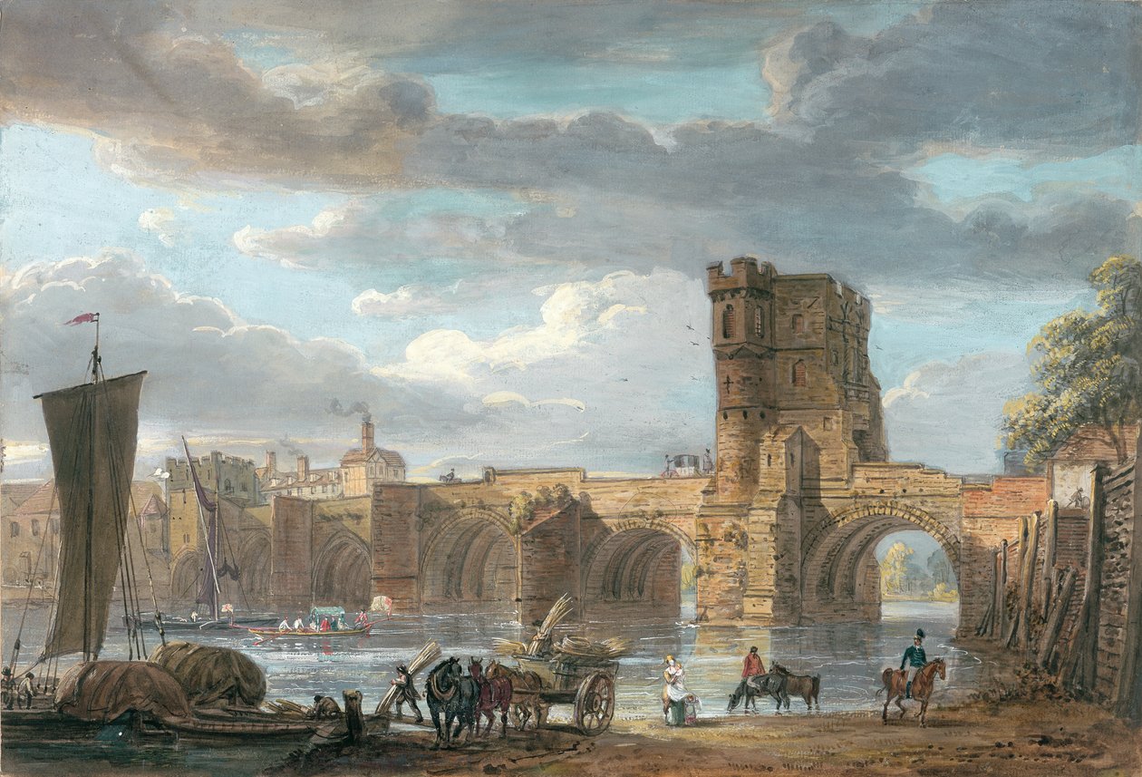 The Old Welsh Bridge, Shrewsbury av Paul Sandby