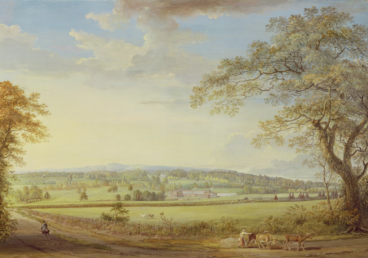 Whatman Turkey Mill i Kent, 1794 (gouache, kroppsfarge, wc og blyant på papir lagt på lerret) av Paul Sandby