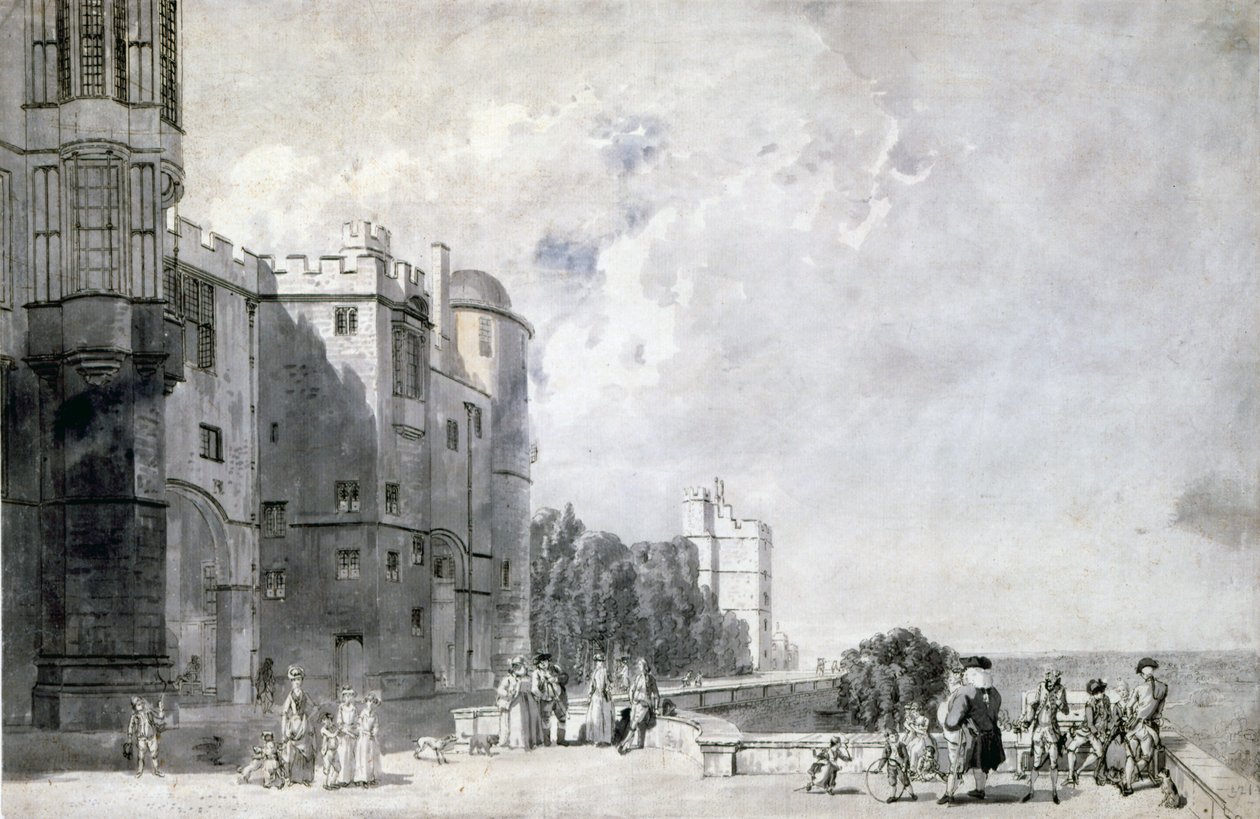 Windsor Castle: Terrasse som ser vestover av Paul Sandby