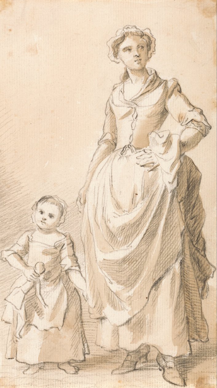 Kvinne og barn som holder en dukke av Paul Sandby