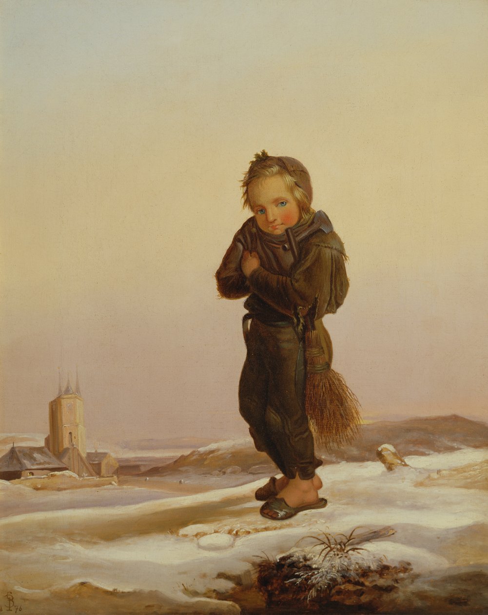 Barneskorsteinsfeier i snø, 1876 av Paul Seignac