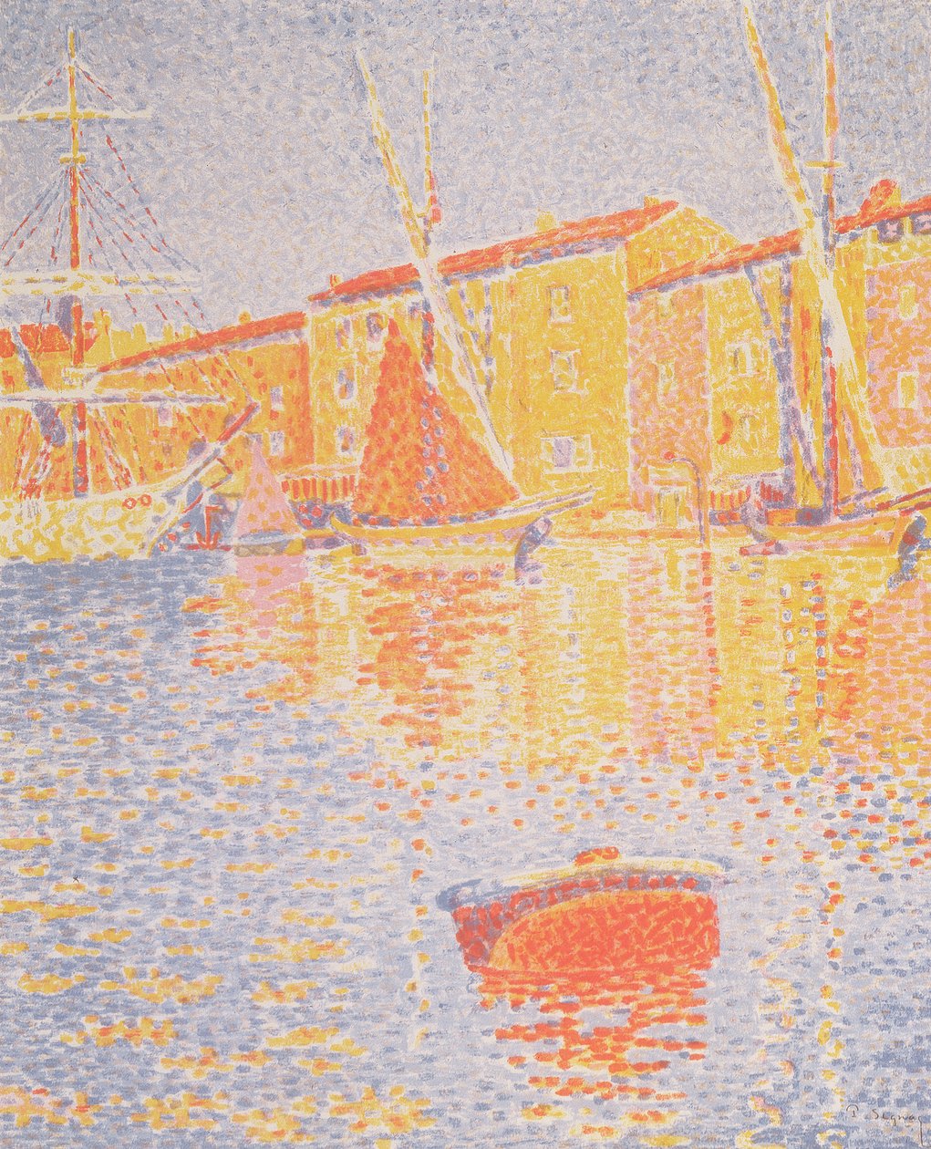 Bøye, Port of St. Tropez, 1894 (farget lito) av Paul Signac
