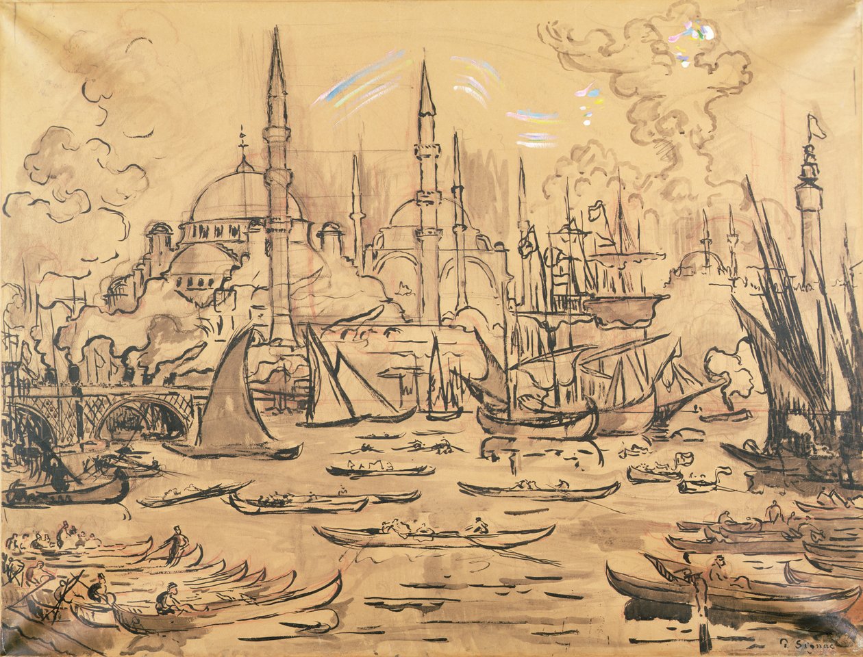Hagia Sophia, Istanbul (wc på papir) av Paul Signac