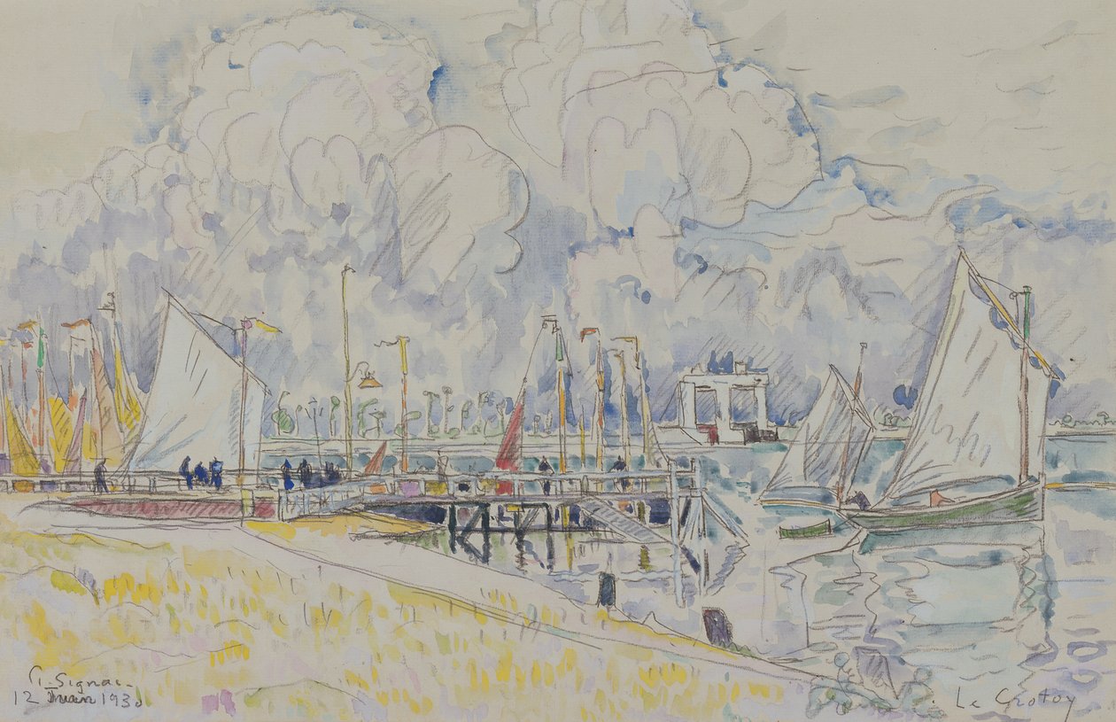 Le Crotoy, 1930 (wc med blyant på papir) av Paul Signac