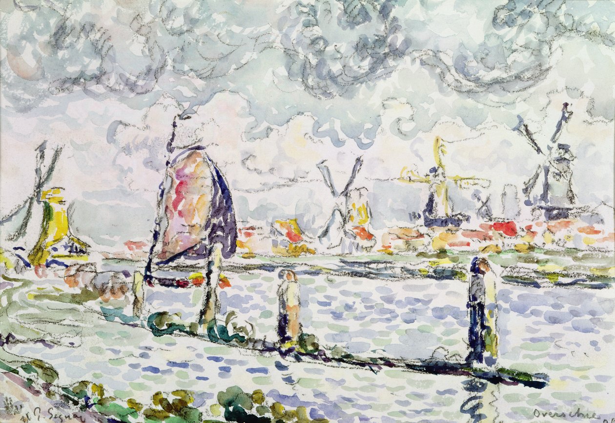 Overschie, 1906 (blyant og toalett på papir) av Paul Signac