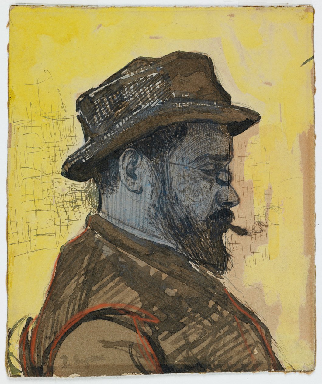 Portrett av Maximilien Luce, ca. 1890 (toalett og gouache på papir) av Paul Signac