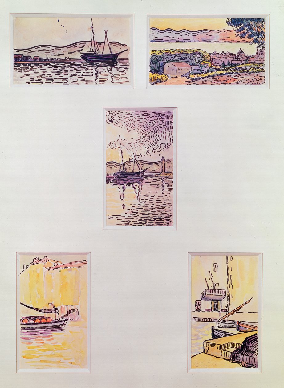 Saint Tropez (fem akvareller), ca. 1900 (akvarell på papir) av Paul Signac