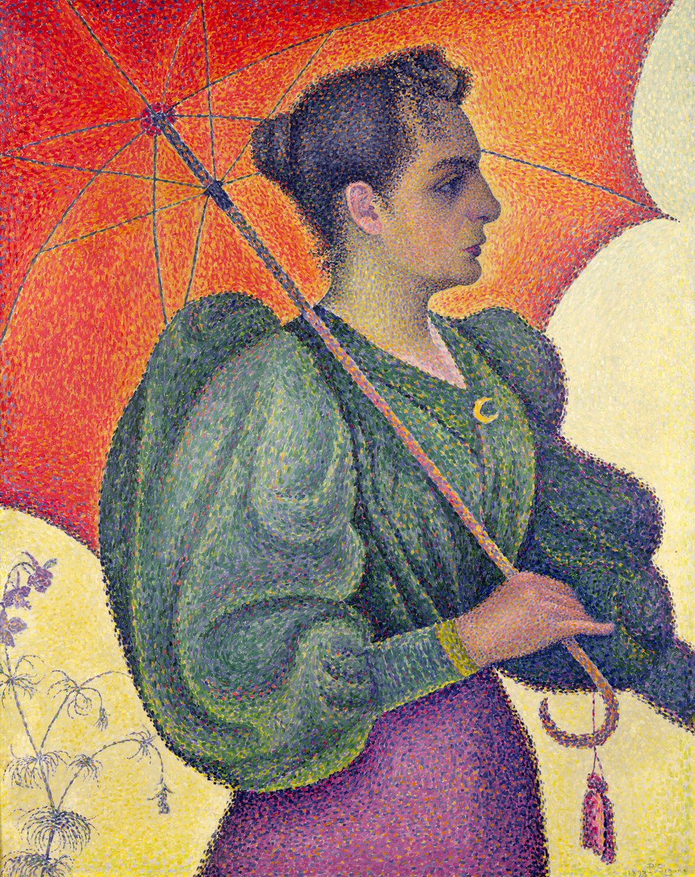 Kvinne med parasoll, 1893 av Paul Signac