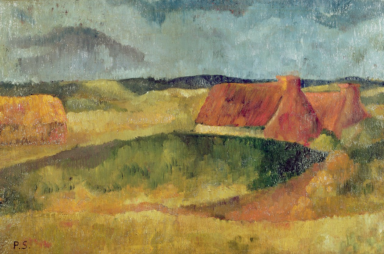 Stråtakhytter i Pouldu, 1894 av Paul Sérusier