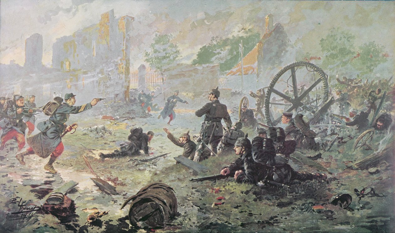 Angrepet ved Mailly-le-Camp, under det første slaget ved Marne, 1914 av Paul Thiriat