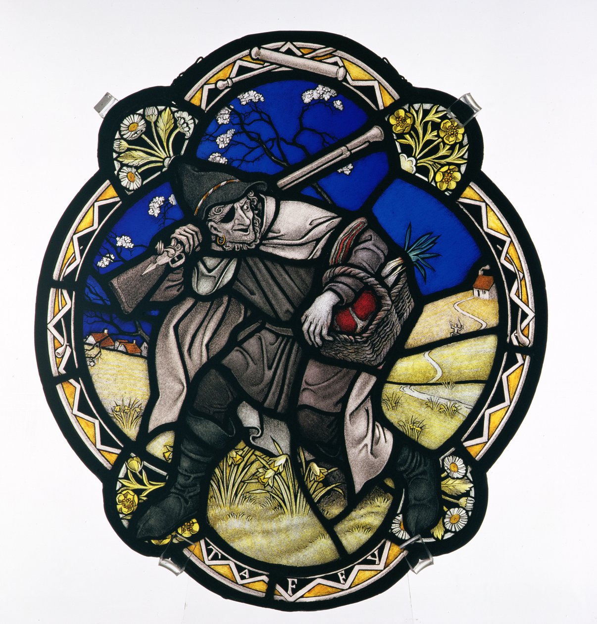 Taffy var en walisisk, malt glasspanel, ca. 1930-37 av Paul Vincent Woodroffe