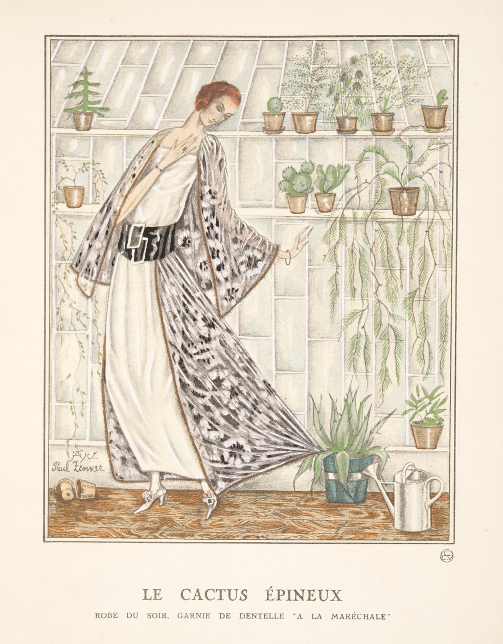 Le Cactus Epineux, fra en samling moteplater, 1922 (pochoir-trykk) av Paul Zenker