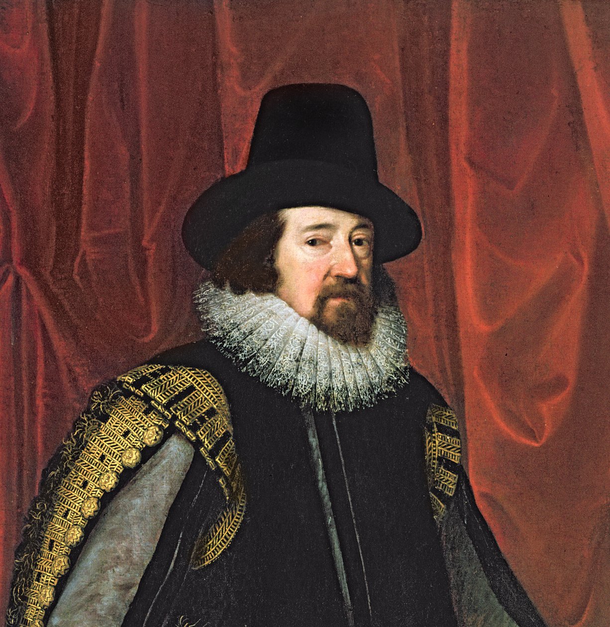 Sir Francis Bacon 1561-1626 Baron Verulam av Verulam, Viscount St. Albans olje på lerret detalj av 242134 av Paul van Somer
