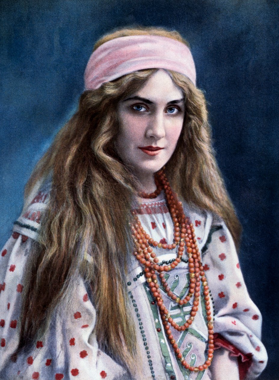 Marguerite Carre (1880-1947) i rollen som Snegourotchka, i Snow Maiden, av Nikolai Rimsky-Korsakov (1844-1908) av Paul (after) Nadar