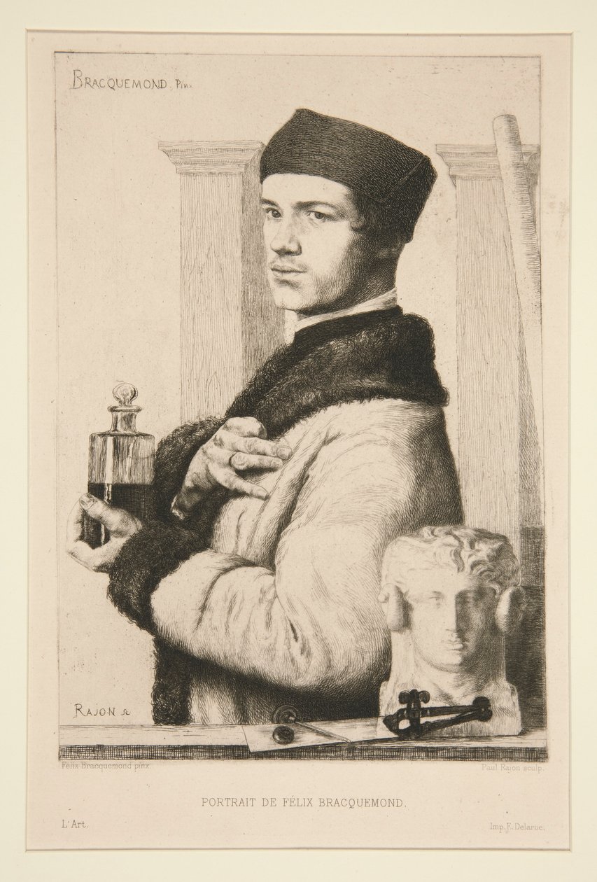 Portrett av Felix Bracquemond av Paul Adolphe Rajon