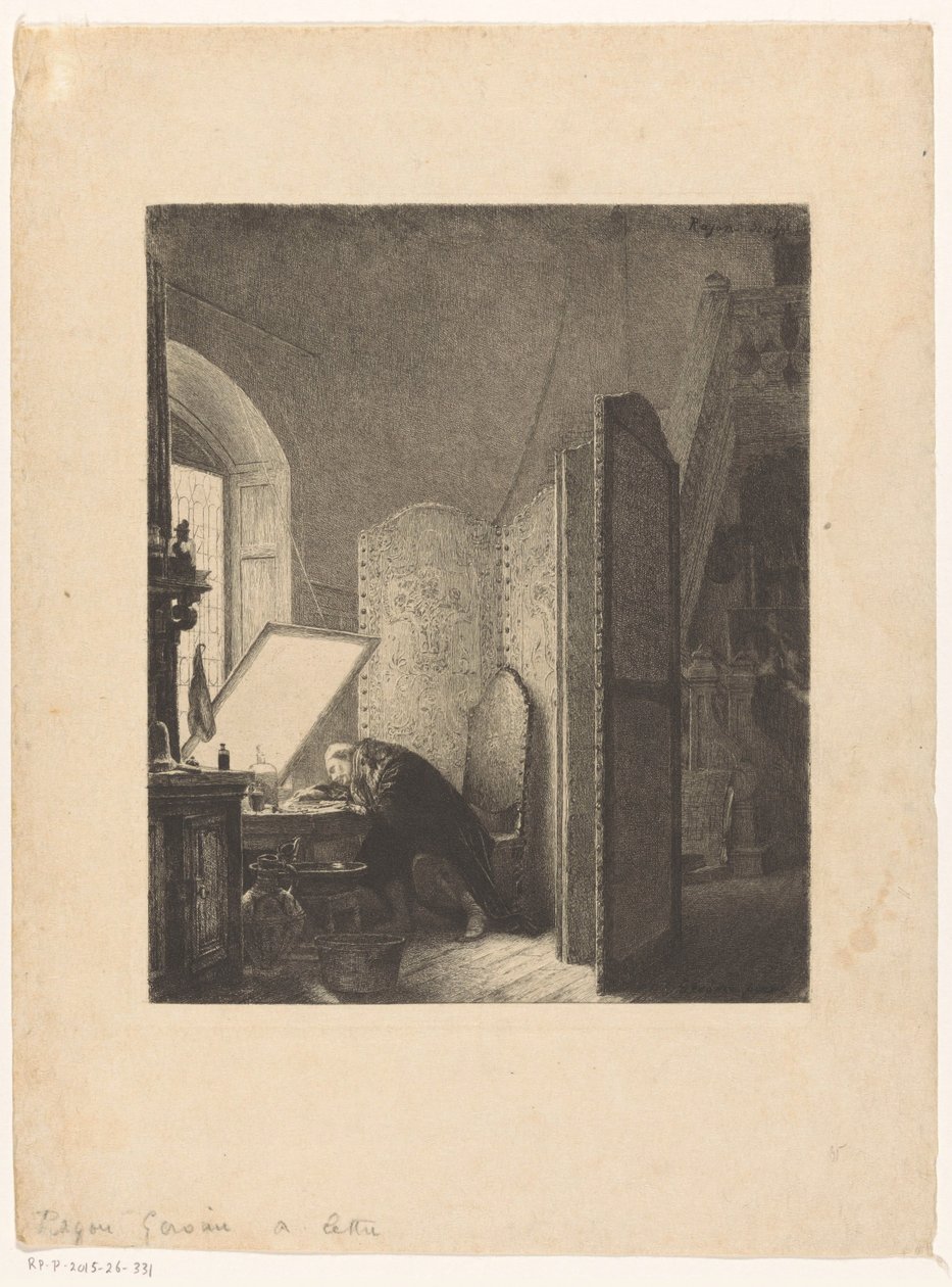Rembrandt etser i hans studio Rembrandt dans son atelier av Paul Adolphe Rajon