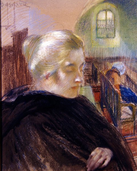 Portrett av Madame Besnard (pastell på papir) av Paul Albert (attr. to) Besnard