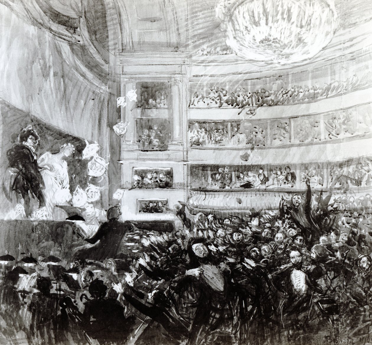 Slaget ved Hernani ved Comedie Francaise 25. februar 1830, 1909 av Paul Albert Besnard