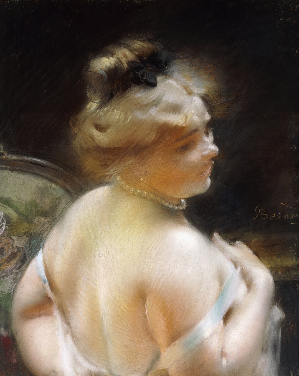 Kvinne med et perlekjede; Femme au Collier de Perles, av Paul Albert Besnard