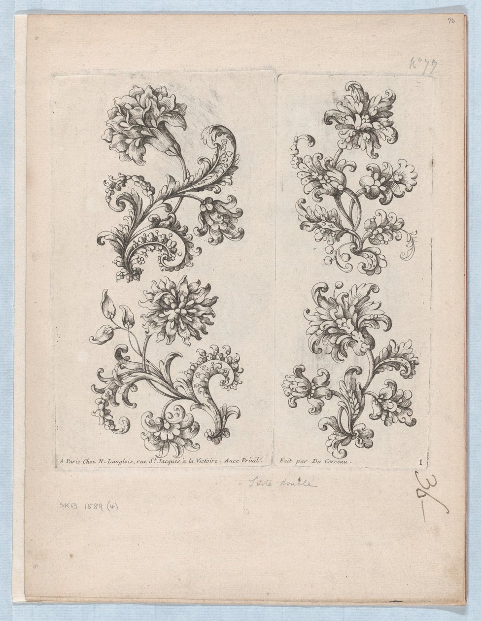 Serie med små blomstermotiver, Plate 1, ca. 1670-85., ca. 1670-85. av Paul Androuet Du Cerceau